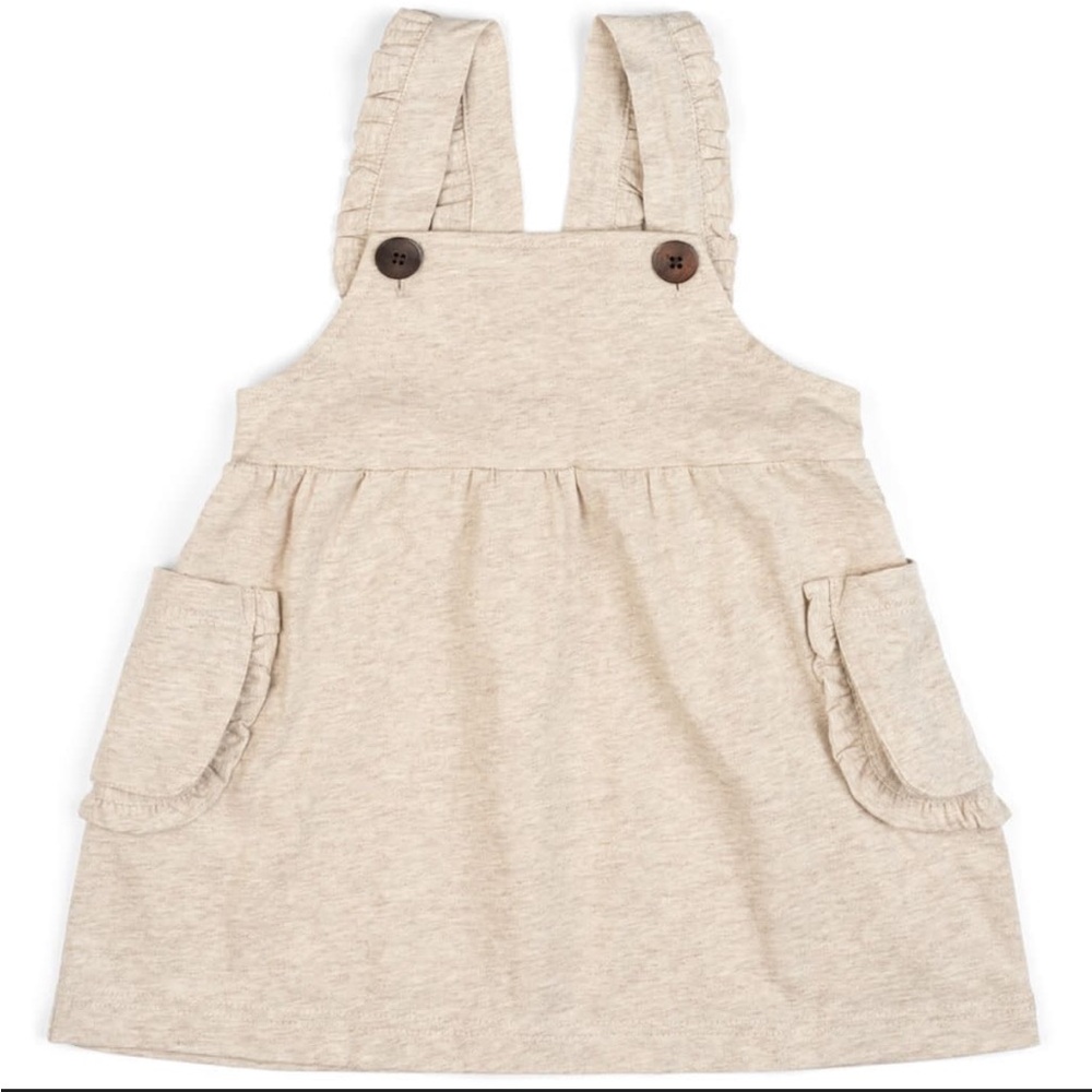 Milkbarn Cream Overall Dress with Button Detail 12-18 Months